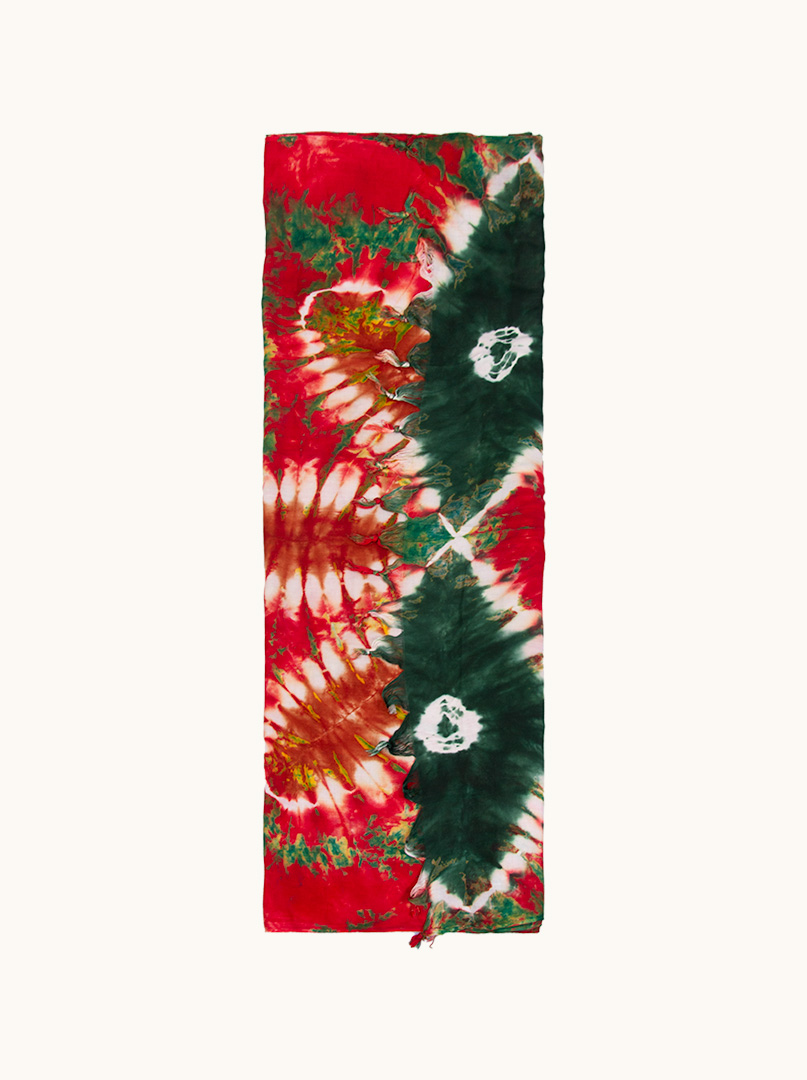 Pareo czerwone w zielone  wzory 100 cm x 180 cm zdjęcie 3