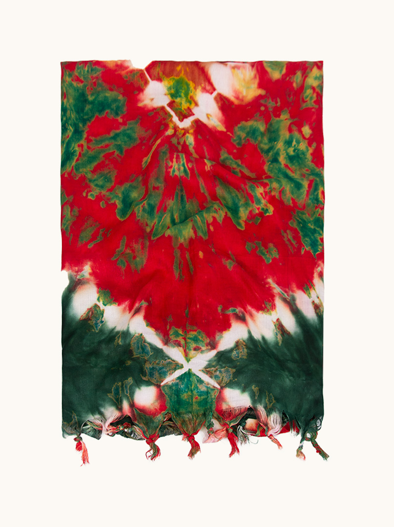 Pareo czerwone w zielone  wzory 100 cm x 180 cm zdjęcie 4