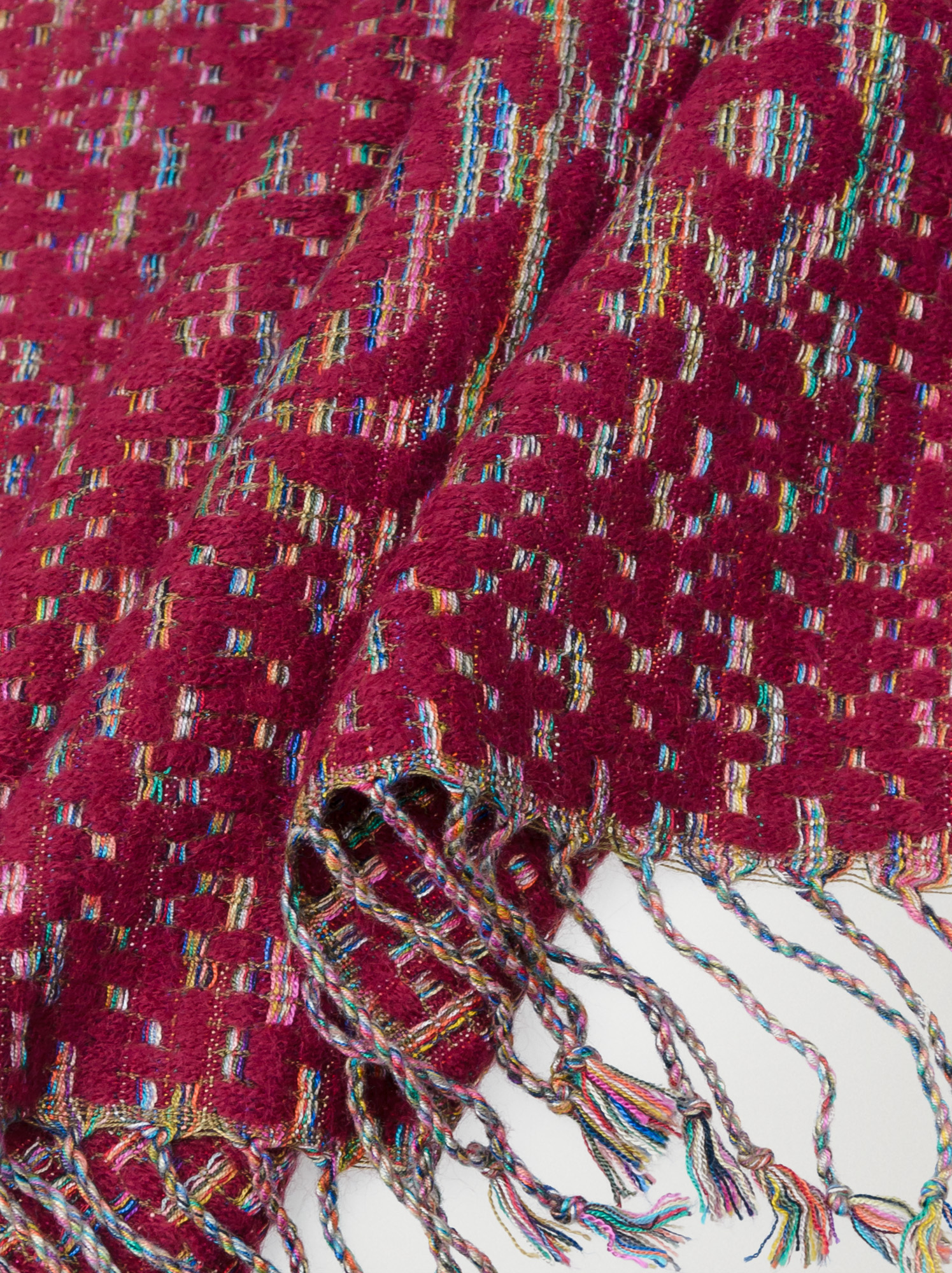 Ciepły szal z kolorową nitką z motywem w kwiaty (09SZ012) - Allora zdjęcie 3
