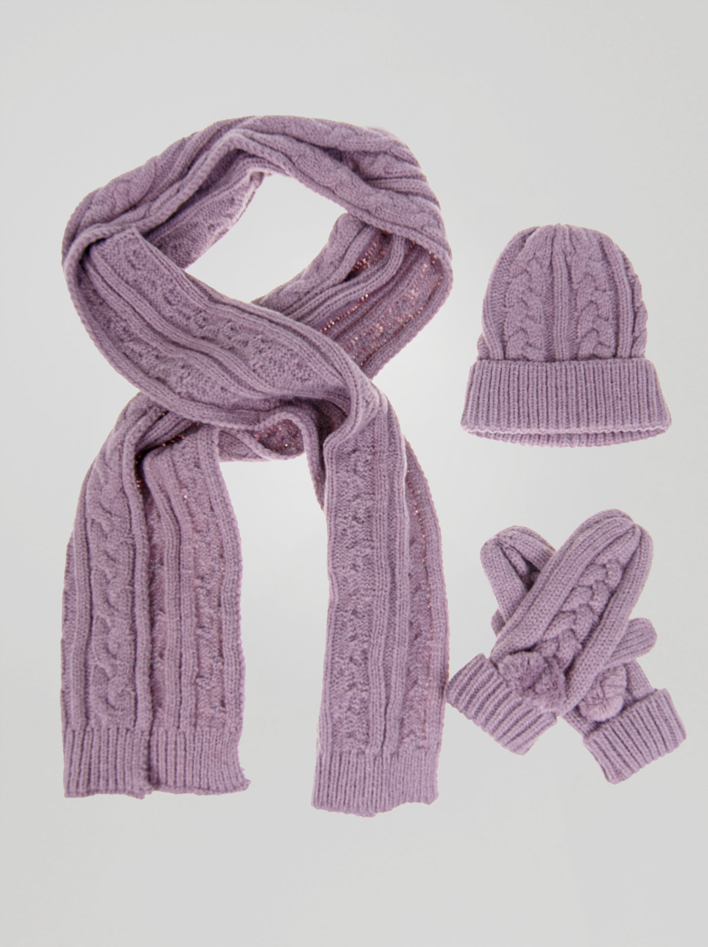 Purple scarf hat and gloves image 1