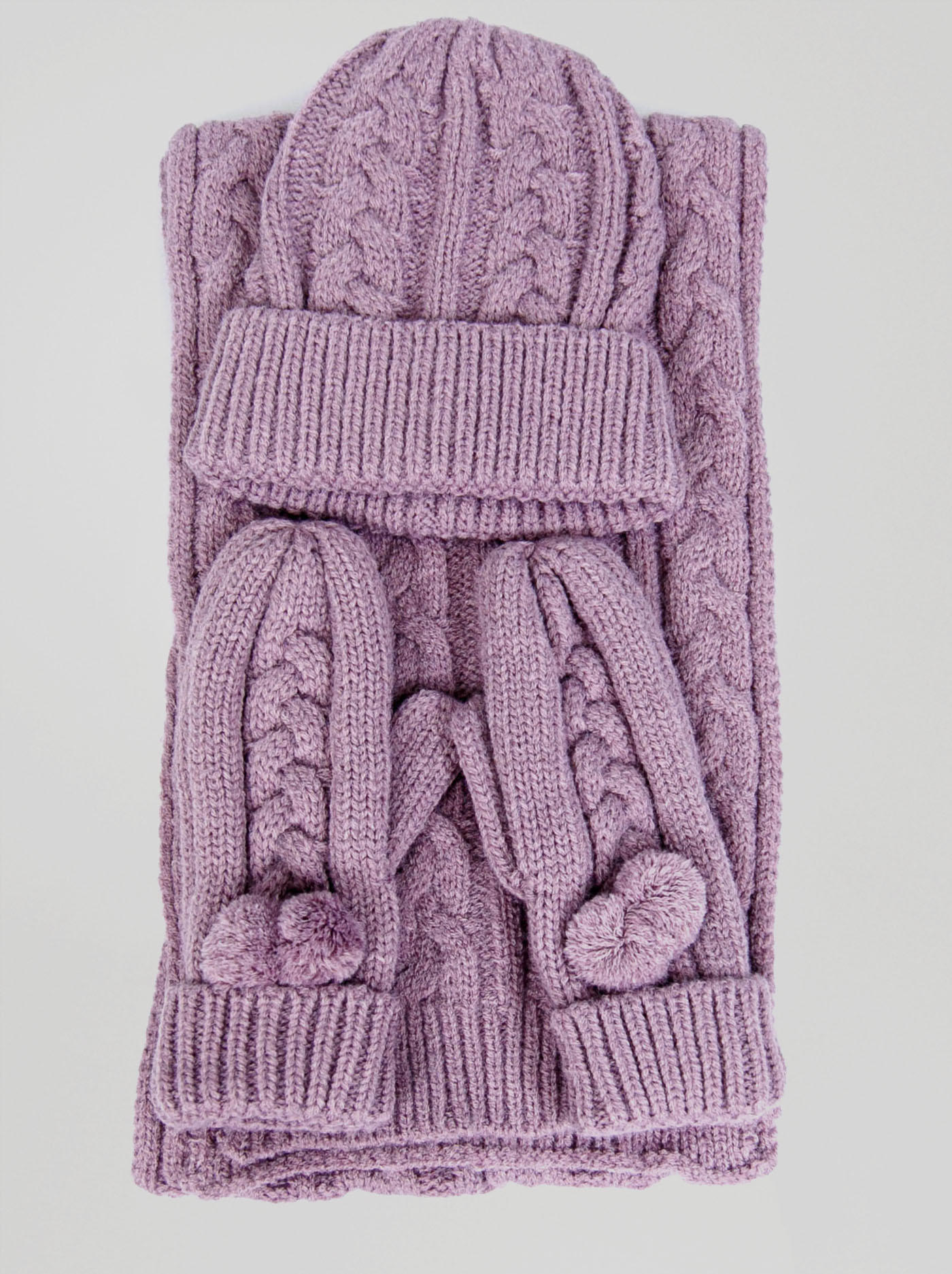 Purple scarf hat and gloves image 2