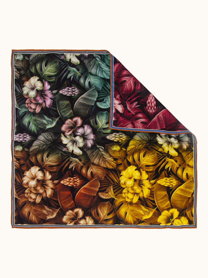 Medium double-sided silk and wool floral scarf image 1