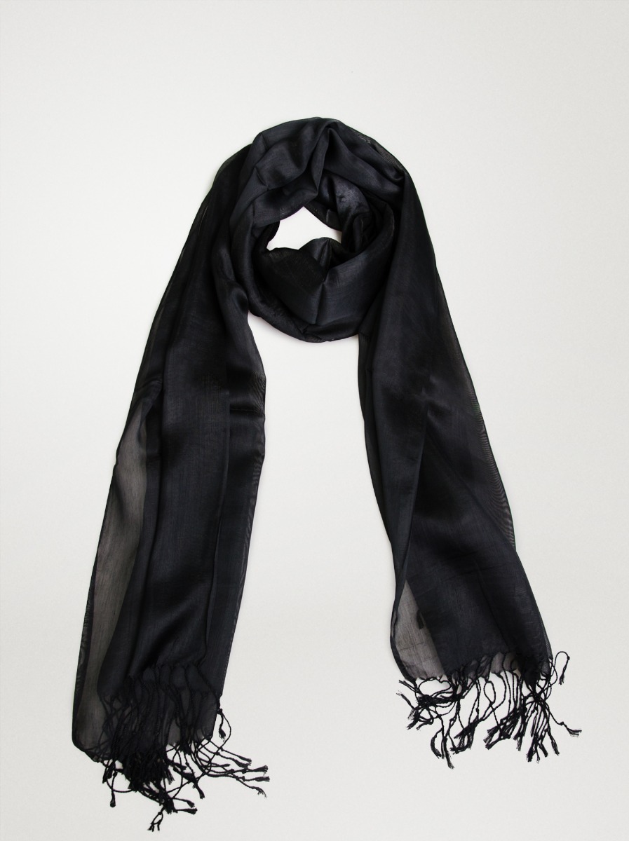 Black evening scarf with shiny thread - Allora image 1