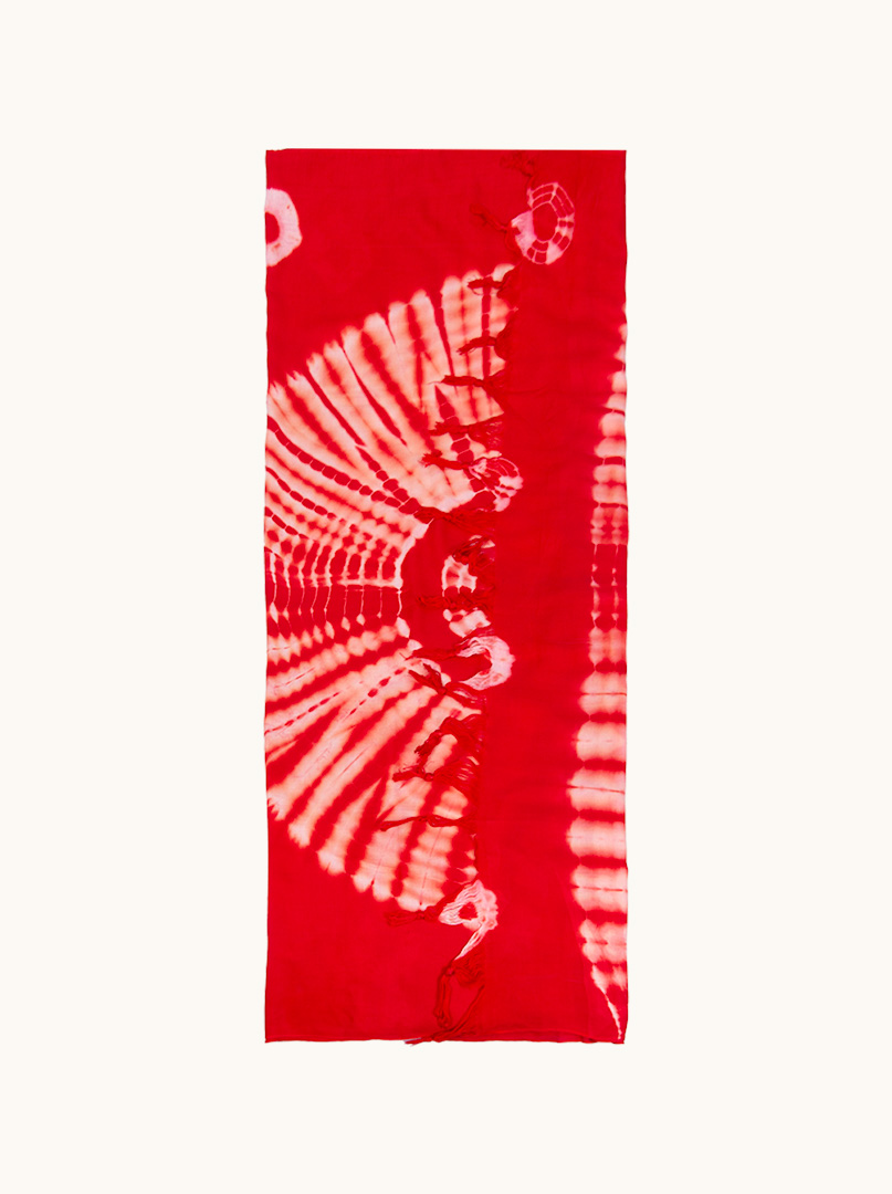 Pareo czerwone w białe wzory 100 cm x 180 cm zdjęcie 3
