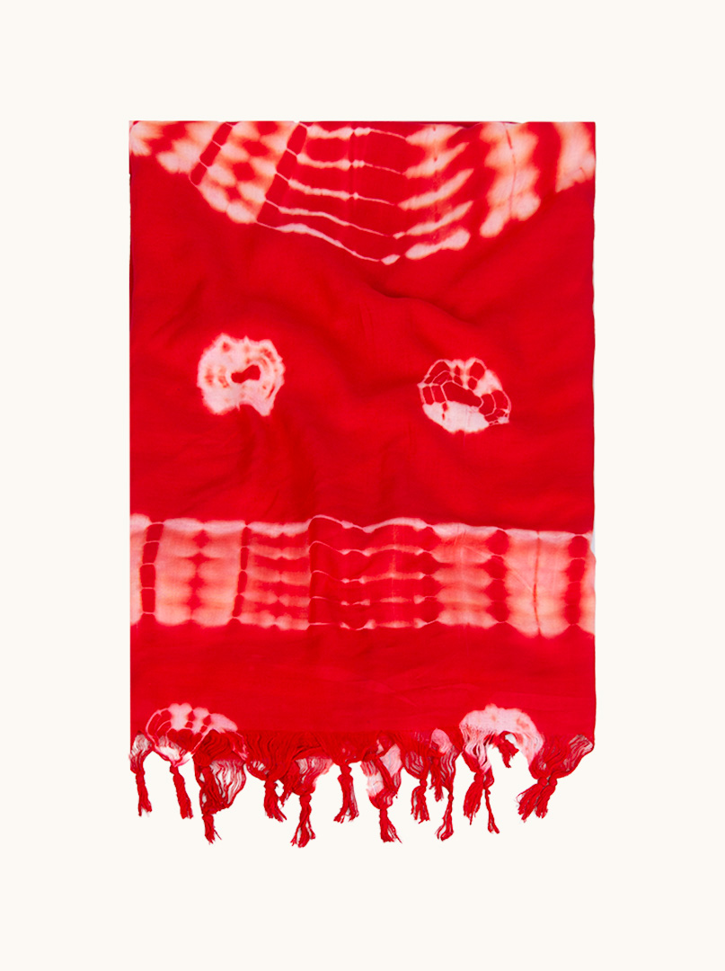 Pareo czerwone w białe wzory 100 cm x 180 cm zdjęcie 4