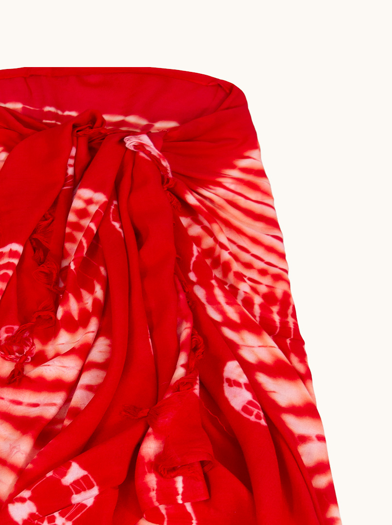 Pareo czerwone w białe wzory 100 cm x 180 cm zdjęcie 2
