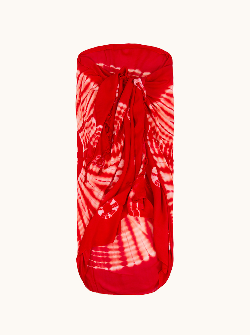 Pareo czerwone w białe wzory 100 cm x 180 cm zdjęcie 1