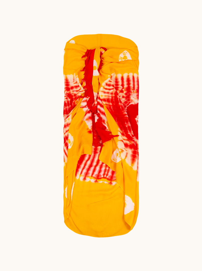 Pareo czerwone w pomarańczowe  wzory 100 cm x 180 cm zdjęcie 1