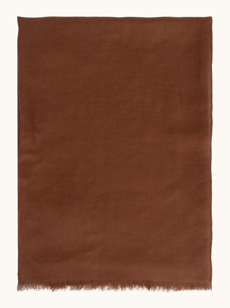 Ekskluzywny szal kaszmirowy w kolorze brązowym 95 cm x 200 cm PREMIUM zdjęcie 3