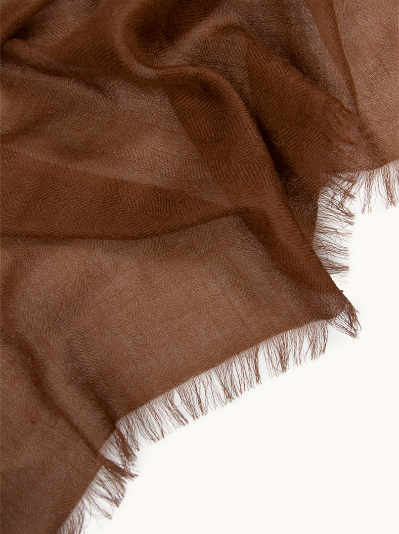 Ekskluzywny szal kaszmirowy w kolorze brązowym 95 cm x 200 cm PREMIUM zdjęcie 2