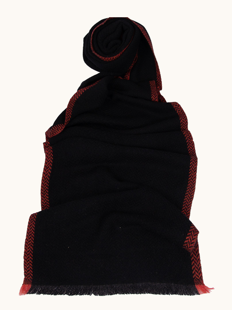 Ciepły ekskluzywny kaszmirowy szal czarny 27 cm x 140 cm PREMIUM zdjęcie 1