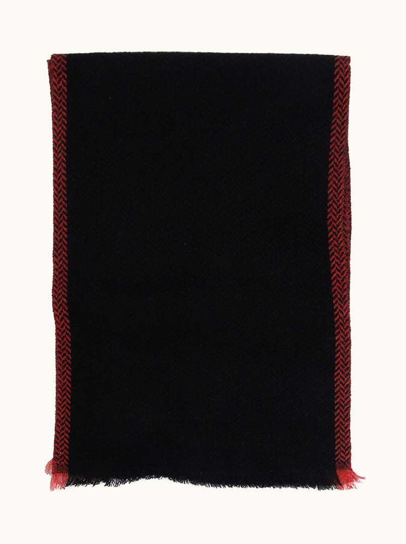Ciepły ekskluzywny kaszmirowy szal czarny 27 cm x 140 cm PREMIUM zdjęcie 4