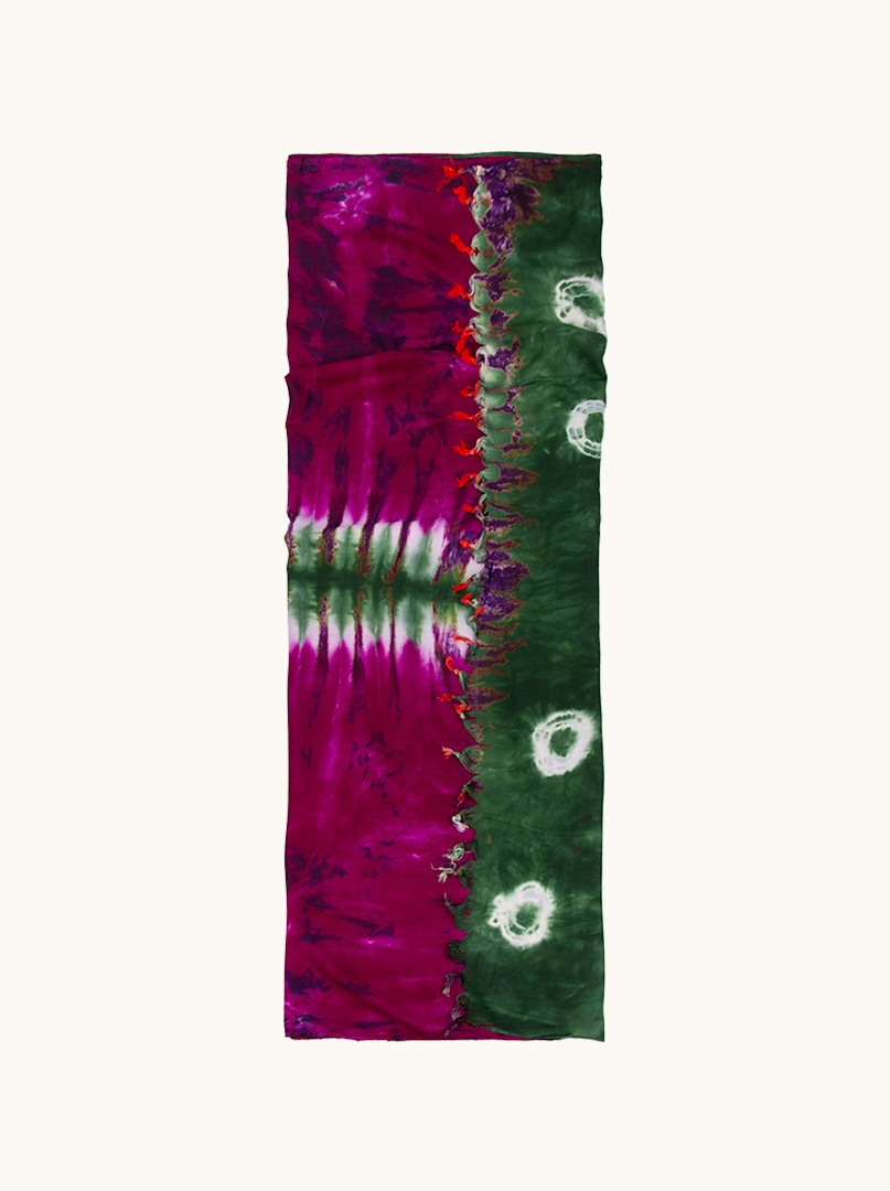 Pareo fioletowe w zielono-białe wzory 100 cm x 180 cm zdjęcie 3