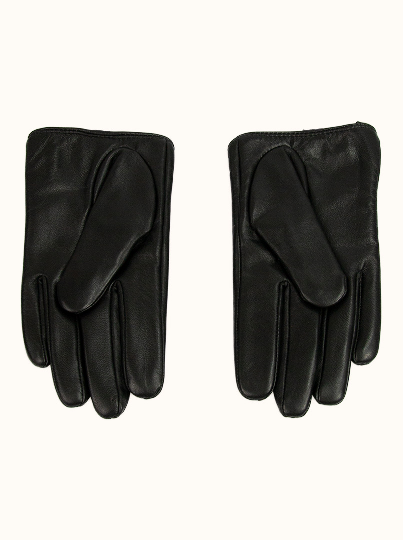 Czarne skórzane rękawiczki z wycięciami u góry PREMIUM zdjęcie 3