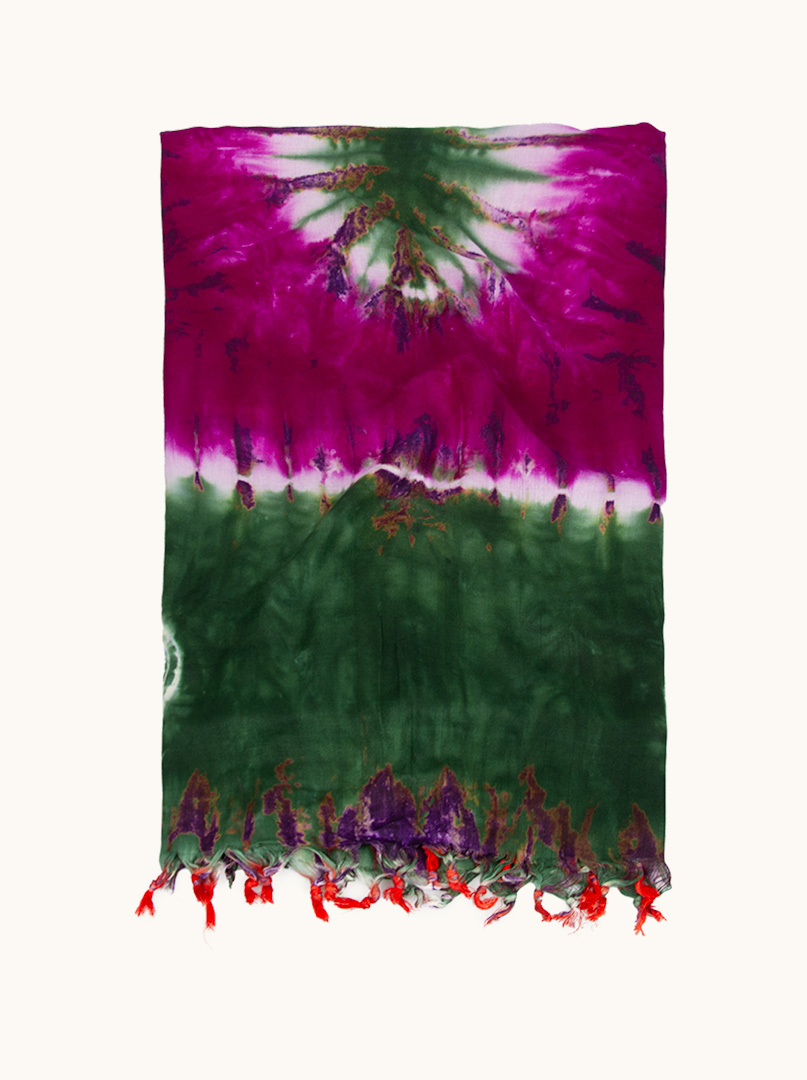 Pareo fioletowe w zielono-białe wzory 100 cm x 180 cm zdjęcie 4