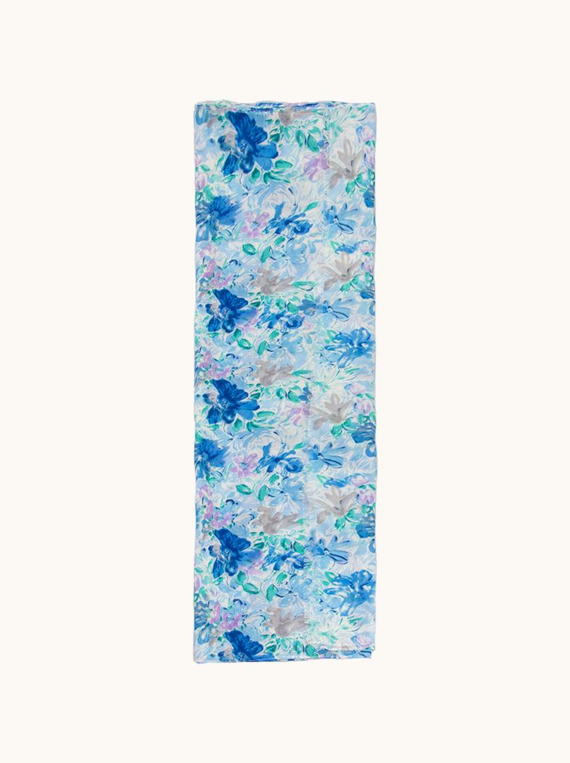 Pareo niebieskie w malowane kwiaty 80 cm x 160 cm zdjęcie 3