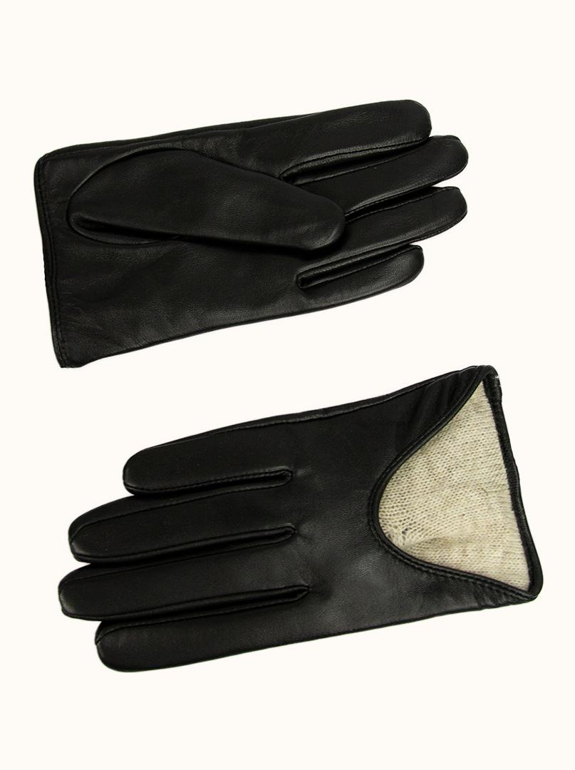 Czarne skórzane rękawiczki z wycięciami u góry PREMIUM zdjęcie 4