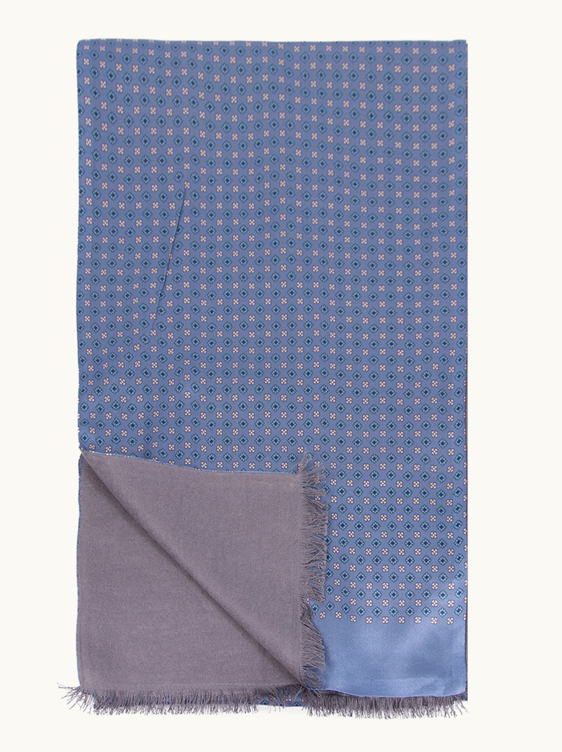 Ekskluzywny męski szal błękitny we wzory- jedwabny 26 cm x 168 cm zdjęcie 3