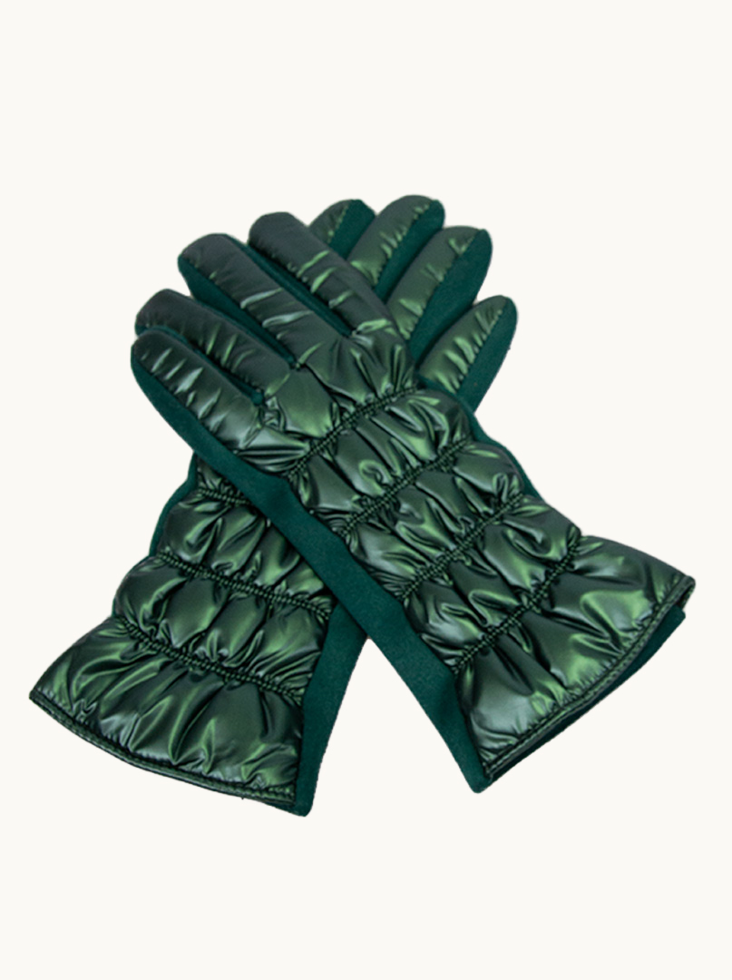 Rękawiczki zielone dzianinowe pikowane połyskujące zdjęcie 1
