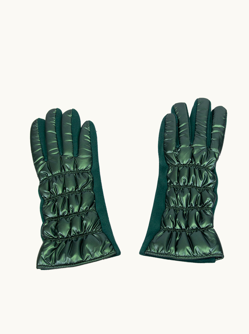 Rękawiczki zielone dzianinowe pikowane połyskujące zdjęcie 2