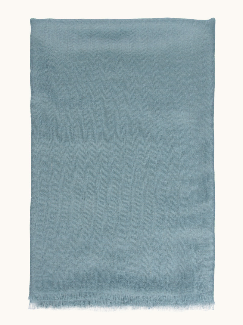 Ekskluzywny szal kaszmirowy w kolorze niebieskim 95 cm x 200 cm PREMIUM zdjęcie 2