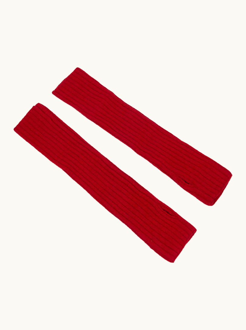 Długie rękawiczki wełniane mitenki czerwone  42 cm PREMIUM HIT zdjęcie 4