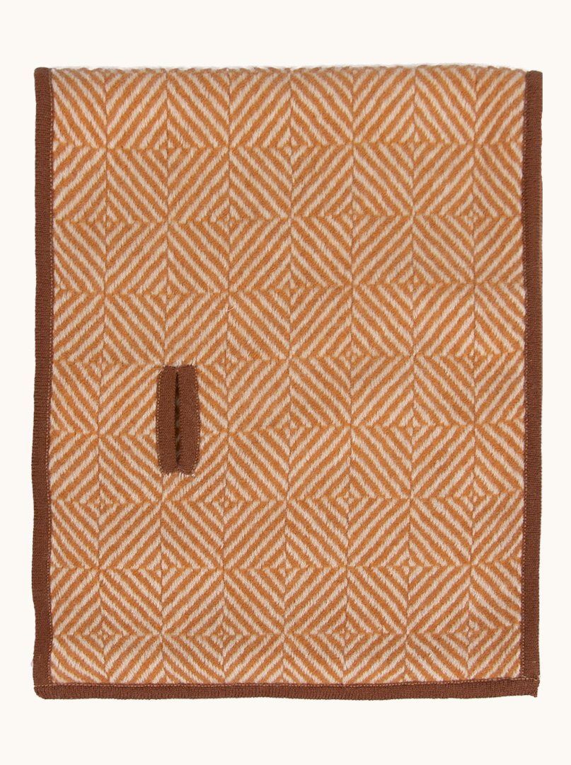 Ciepły ekskluzywny kaszmirowy szal beżowo-brązowy   27 cm x 140 cm PREMIUM zdjęcie 4