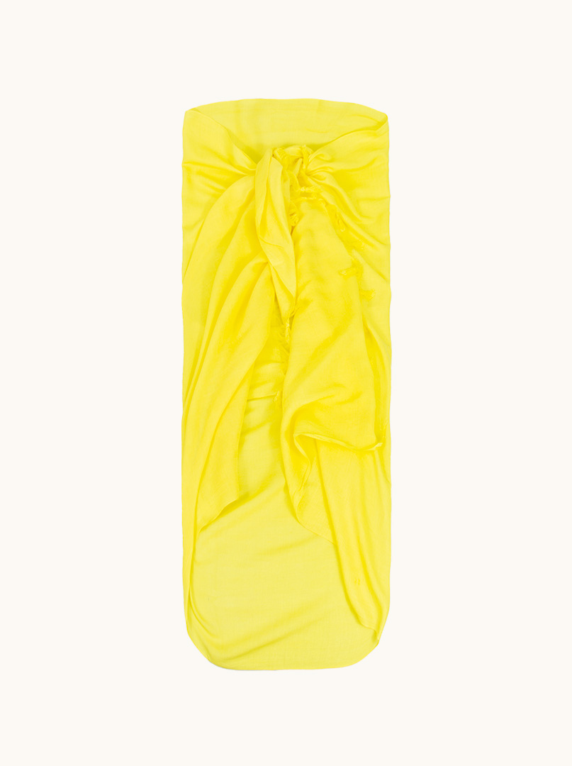 Pareo żółte z frędzlami 100 cm x 180 cm zdjęcie 1