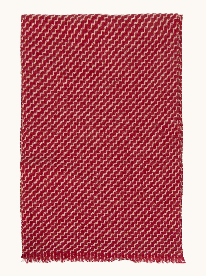 Ciepły ekskluzywny kaszmirowy szal  czerwony z geometrycznym wzorem 35 cm x 175 cm PREMIUM zdjęcie 1
