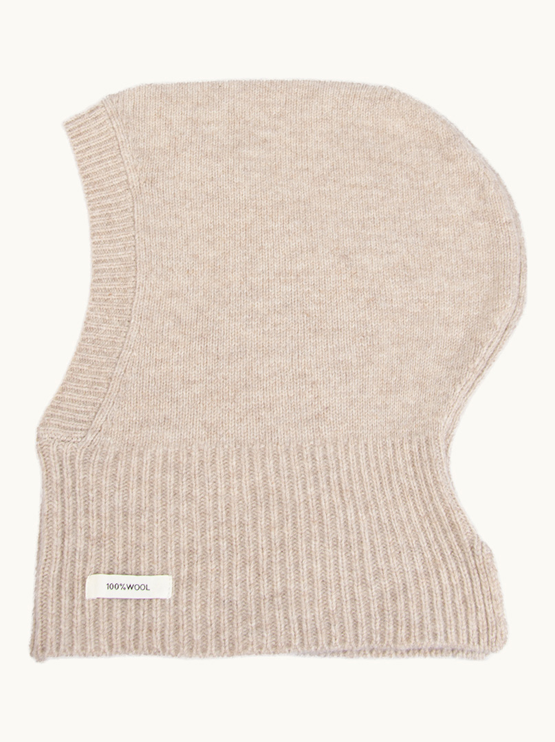 Fitted wool hoodie in light beige color PREMIUM HIT image 4