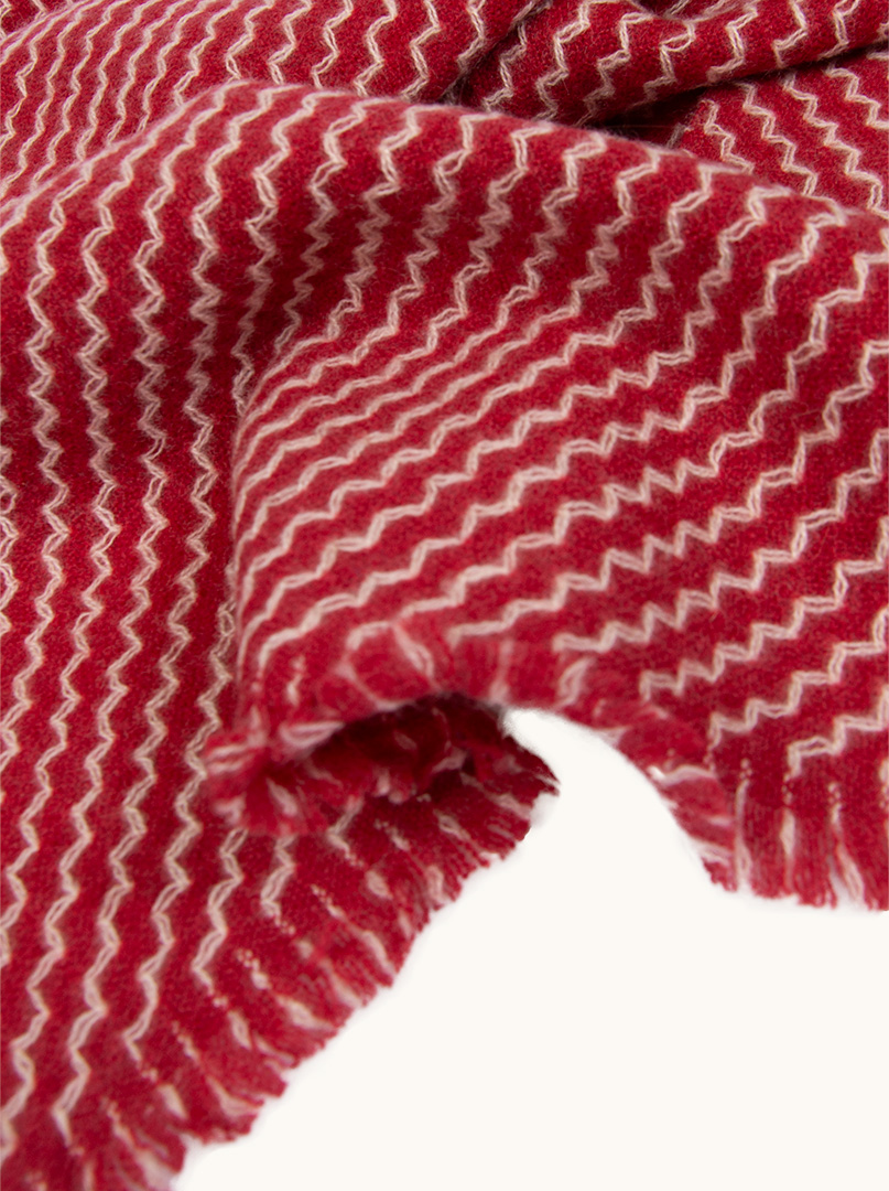 Ciepły ekskluzywny kaszmirowy szal  czerwony z geometrycznym wzorem 35 cm x 175 cm PREMIUM zdjęcie 3