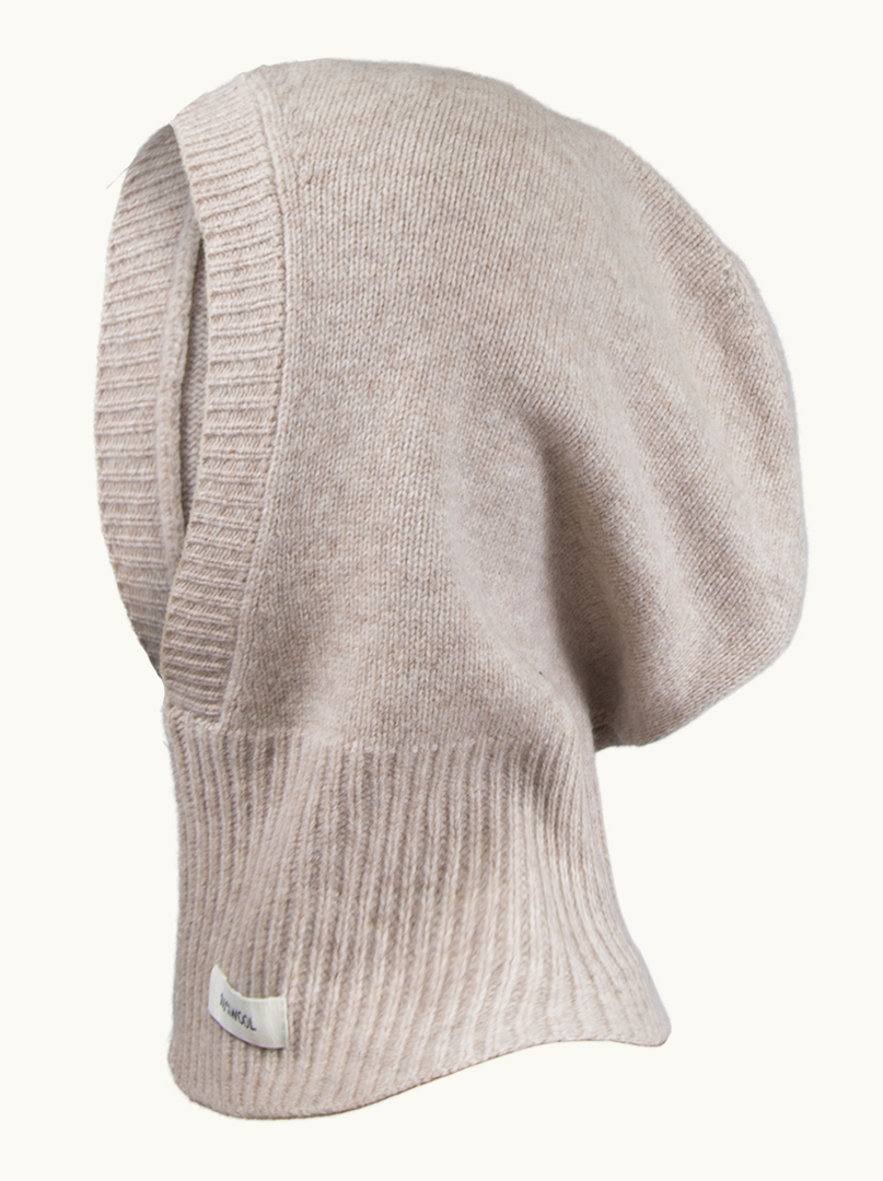 Fitted wool hoodie in light beige color PREMIUM HIT image 2