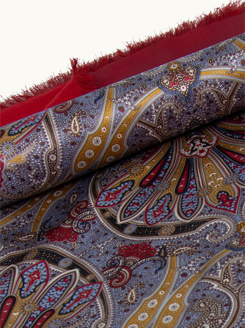 Ekskluzywny męski szal z wzorami paisley - jedwabny, bordowy, 26 cm x 168 cm zdjęcie 4