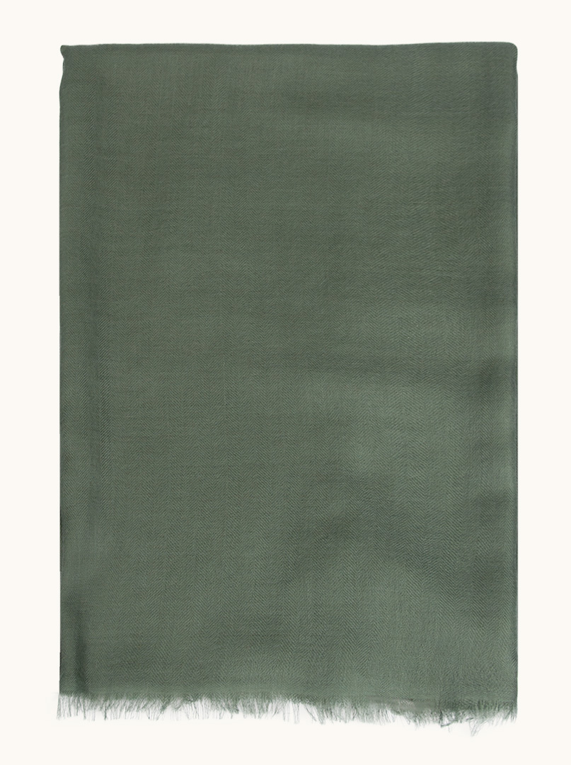 Ekskluzywny szal kaszmirowy w kolorze butelkowej zieleni 95 cm x 200 cm PREMIUM zdjęcie 2