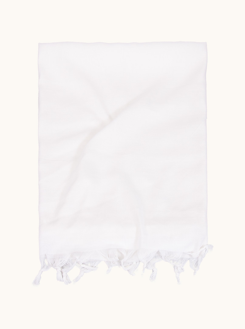 Pareo białe z frędzlami 100 cm x 180 cm zdjęcie 3