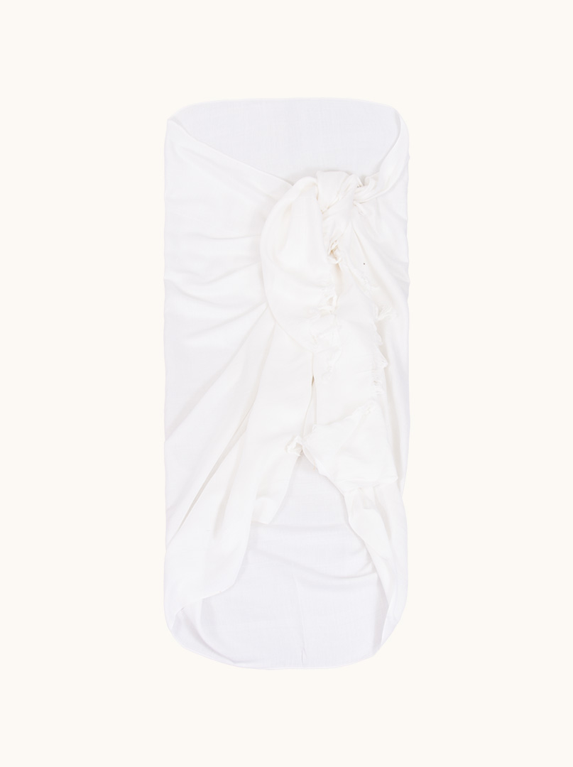 Pareo białe z frędzlami 100 cm x 180 cm zdjęcie 1