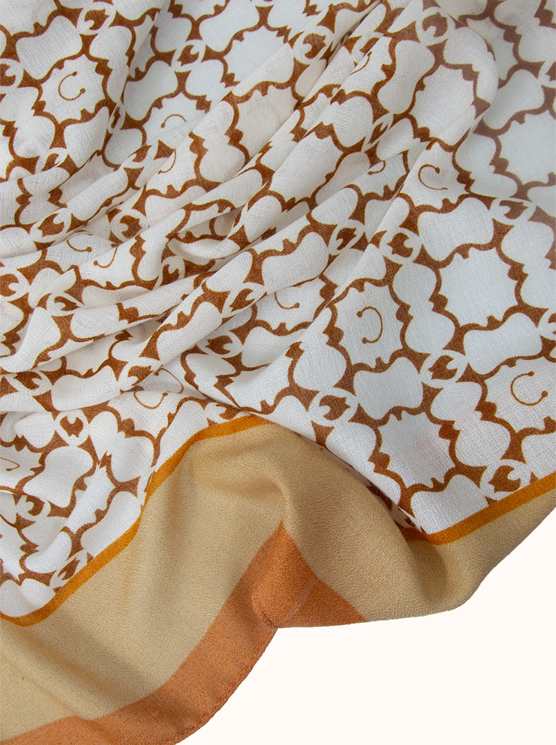 Light viscose scarf in shades of orange with oriental patterns, 80 cm x 180 cm image 4