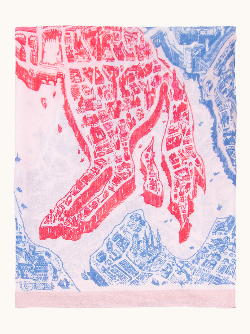 Lekki  szal z wiskozy z wzorem różowo niebieskim  80 cm x 180 cm zdjęcie 2