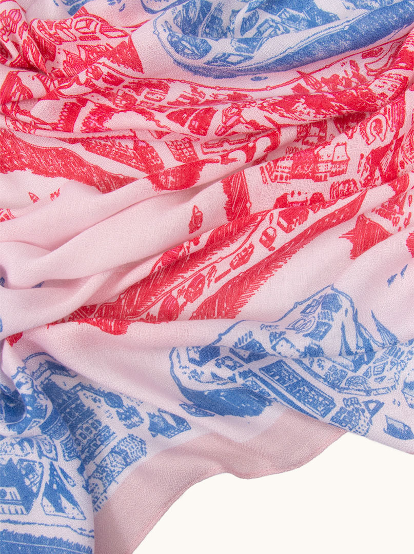 Light viscose scarf with a pink and blue pattern, 80 cm x 180 cm image 4