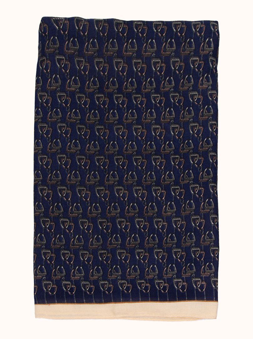 Light navy blue viscose scarf with a riding pattern x 180 cm image 2