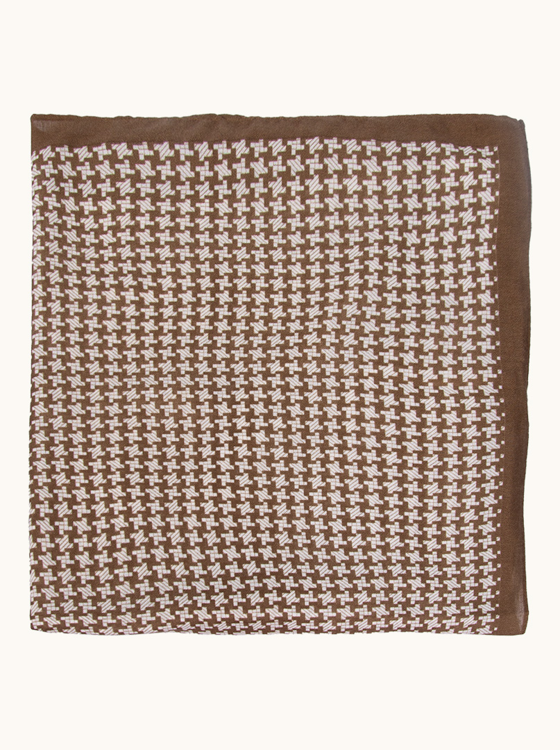 Light brown viscose scarf with a houndstooth pattern, 80 cm x 180 cm image 2