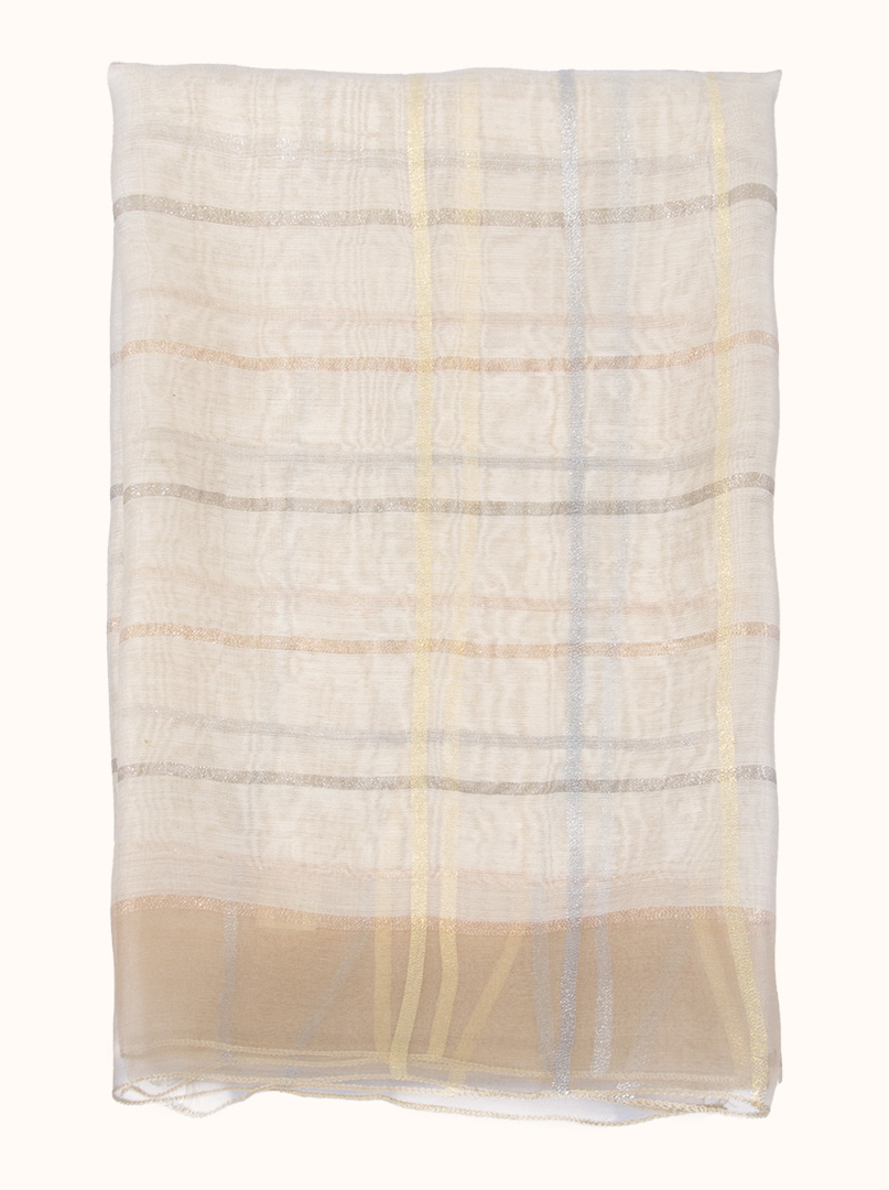 Beige checkered formal scarf 65 cm x 185 cm image 2