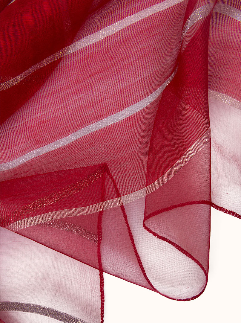 Czerwony szal wizytowy w kratkę 65 cm x 185 cm zdjęcie 4
