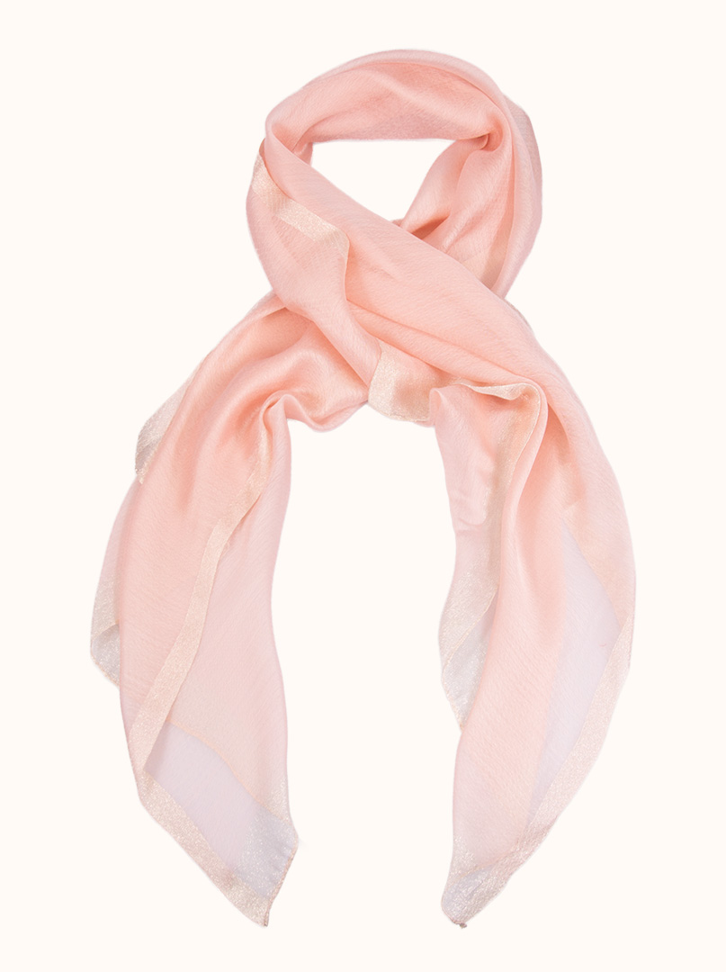 Pink formal scarf with gold trim, 65 cm x 185 cm image 1