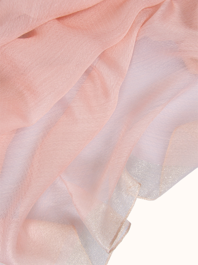 Pink formal scarf with gold trim, 65 cm x 185 cm image 4