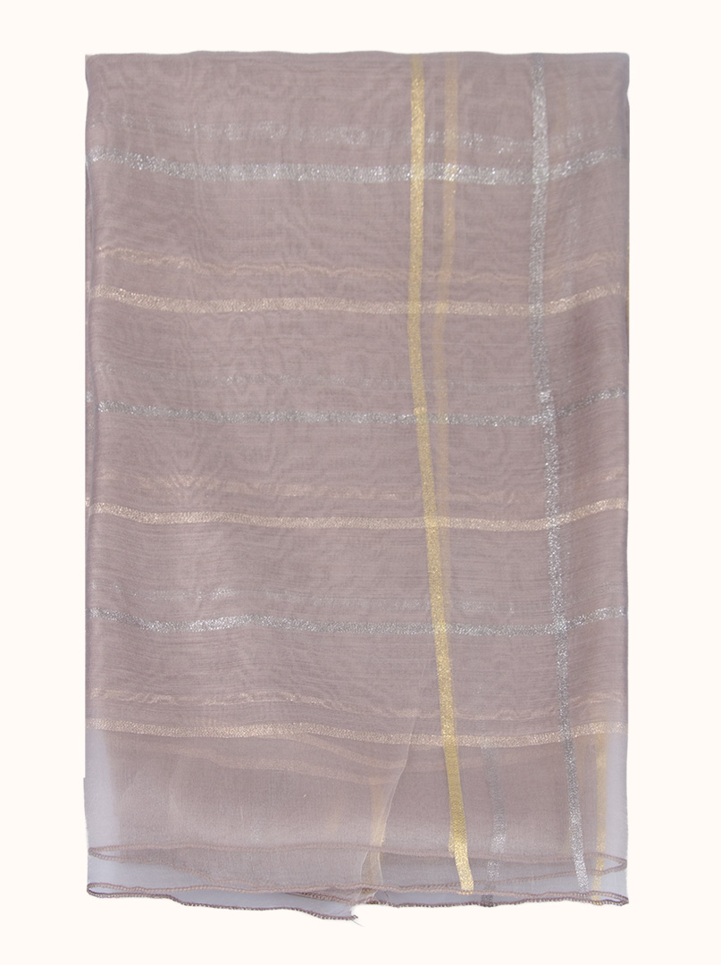 Beige formal scarf with gold trim, 65 cm x 185 cm image 2