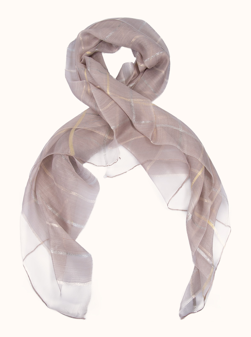 Beige formal scarf with gold trim, 65 cm x 185 cm image 1