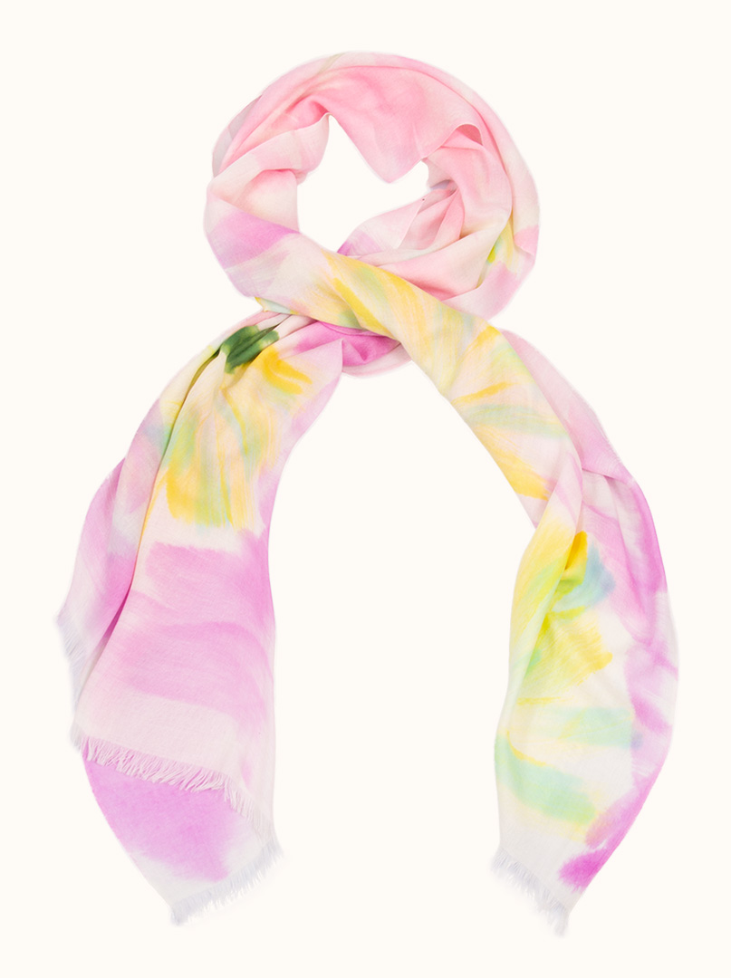 Light pink and yellow scarf 90 x 190 cm image 1