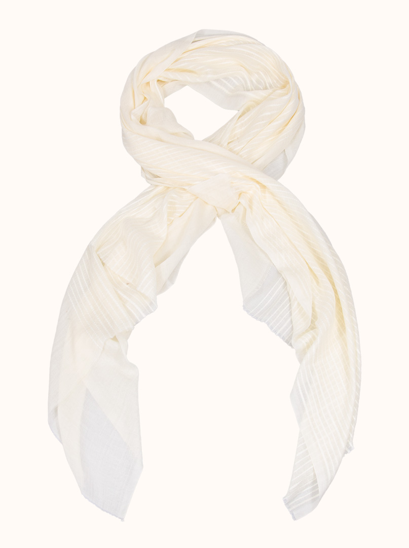 Light white scarf with stripes, 90x190cm image 3