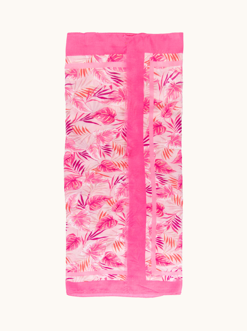 Pink pareo with a leaf motif, 80 cm x 180 cm image 4